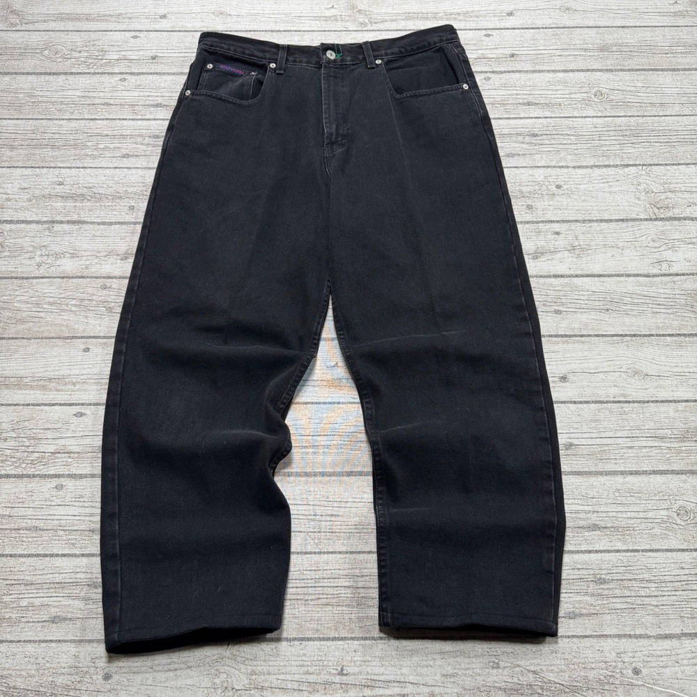 Vintage Tommy Hilfiger Jeans Men's 36 Black Denim Relaxed Fit Straight Leg Retro